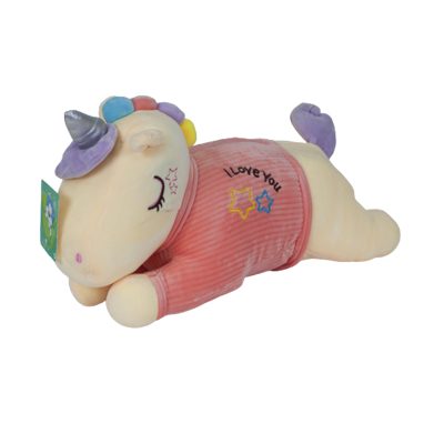 Peluche unicornio dormido con polera rosa kawaii